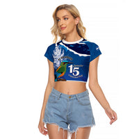 Personalized El Salvador Turquoise Browed Motmot Raglan Cropped T Shirt Happy Independence Day