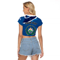 Personalized El Salvador Turquoise Browed Motmot Raglan Cropped T Shirt Happy Independence Day
