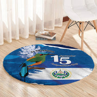 El Salvador Turquoise Browed Motmot Round Carpet Happy Independence Day