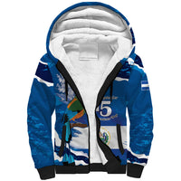 Personalized El Salvador Turquoise Browed Motmot Sherpa Hoodie Happy Independence Day