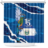 El Salvador Turquoise Browed Motmot Shower Curtain Happy Independence Day