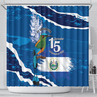 El Salvador Turquoise Browed Motmot Shower Curtain Happy Independence Day