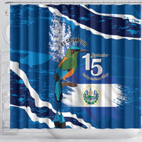 El Salvador Turquoise Browed Motmot Shower Curtain Happy Independence Day