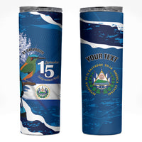 Personalized El Salvador Turquoise Browed Motmot Skinny Tumbler Happy Independence Day