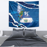 El Salvador Turquoise Browed Motmot Tapestry Happy Independence Day