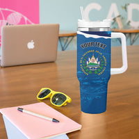 Personalized El Salvador Turquoise Browed Motmot Tumbler With Handle Happy Independence Day