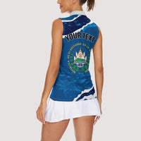Personalized El Salvador Turquoise Browed Motmot Women Sleeveless Polo Shirt Happy Independence Day
