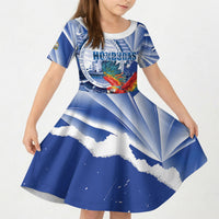 Personalized Honduras Scarlet Macaw Kid Short Sleeve Dress Happy Independence Day