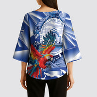 Personalized Honduras Scarlet Macaw Kimono Sleeve Blouse Happy Independence Day