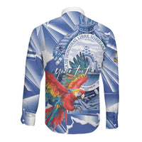 Personalized Honduras Scarlet Macaw Long Sleeve Button Shirt Happy Independence Day