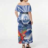 Personalized Honduras Scarlet Macaw Off Shoulder Maxi Dress Happy Independence Day