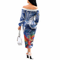 Personalized Honduras Scarlet Macaw Off The Shoulder Long Sleeve Dress Happy Independence Day