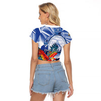Personalized Honduras Scarlet Macaw Raglan Cropped T Shirt Happy Independence Day