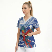 Personalized Honduras Scarlet Macaw Scrub Top Happy Independence Day
