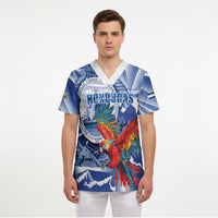 Personalized Honduras Scarlet Macaw Scrub Top Happy Independence Day