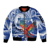 Personalized Honduras Scarlet Macaw Sleeve Zip Bomber Jacket Happy Independence Day
