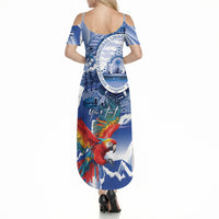 Personalized Honduras Scarlet Macaw Summer Maxi Dress Happy Independence Day
