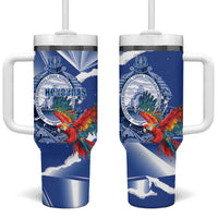 Personalized Honduras Scarlet Macaw Tumbler With Handle Happy Independence Day