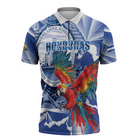 Personalized Honduras Scarlet Macaw Zipper Polo Shirt Happy Independence Day