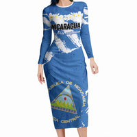 Personalized Nicaragua Sacuanjoche Long Sleeve Bodycon Dress Happy Independence Day