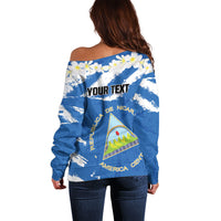 Personalized Nicaragua Sacuanjoche Off Shoulder Sweater Happy Independence Day