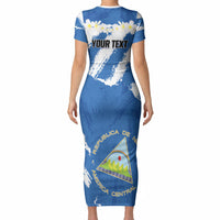 Personalized Nicaragua Sacuanjoche Short Sleeve Bodycon Dress Happy Independence Day