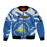Personalized Nicaragua Sacuanjoche Sleeve Zip Bomber Jacket Happy Independence Day