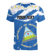 Personalized Nicaragua Sacuanjoche Women V-Neck T-Shirt Happy Independence Day