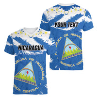 Personalized Nicaragua Sacuanjoche Women V-Neck T-Shirt Happy Independence Day