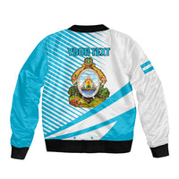 Personalised Honduras Sleeve Zip Bomber Jacket Coat Of Arms With Scarlet Macaw - Wonder Print Shop