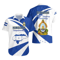 Honduras Independence Day Hawaiian shirt, front shows map; back shows coat of arms graphic