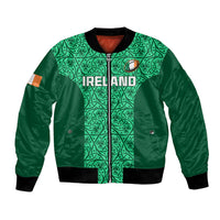 Ireland Rugby Bomber Jacket Irish Celtic Cross Mix Shamrock Pattern - Wonder Print Shop