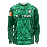 Ireland Rugby Long Sleeve Shirt Irish Celtic Cross Mix Shamrock Pattern LT01