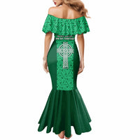 Ireland Rugby Mermaid Dress Irish Celtic Cross Mix Shamrock Pattern - Wonder Print Shop