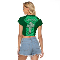 Ireland Rugby Raglan Cropped T Shirt Irish Celtic Cross Mix Shamrock Pattern - Wonder Print Shop