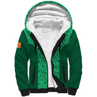 Ireland Rugby Sherpa Hoodie Irish Celtic Cross Mix Shamrock Pattern - Wonder Print Shop
