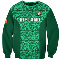 Ireland Rugby Sweatshirt Irish Celtic Cross Mix Shamrock Pattern - Wonder Print Shop
