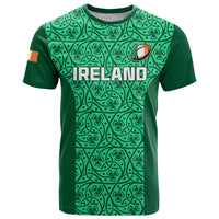 Ireland Rugby T Shirt Irish Celtic Cross Mix Shamrock Pattern - Wonder Print Shop