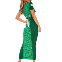 Custom Ireland Rugby Short Sleeve Bodycon Dress Irish Celtic Cross Mix Shamrock Pattern - Wonder Print Shop
