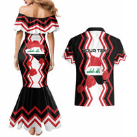 Personalized Iraq Independence Day Couples Matching Mermaid Dress and Hawaiian Shirt Dove Carrying Flag - Wonder Print Shop