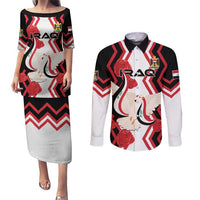 Personalized Iraq Independence Day Couples Matching Puletasi and Long Sleeve Button Shirt Dove Carrying Flag - Wonder Print Shop