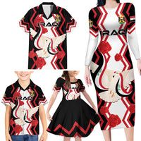 Personalized Iraq Independence Day Family Matching Long Sleeve Bodycon Dress and Hawaiian Shirt Dove Carrying Flag - Wonder Print Shop