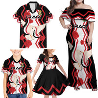 Personalized Iraq Independence Day Family Matching Off Shoulder Maxi Dress and Hawaiian Shirt Dove Carrying Flag - Wonder Print Shop