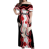 Personalized Iraq Independence Day Off Shoulder Maxi Dress Dove Carrying Flag - Wonder Print Shop