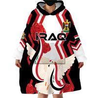 Personalized Iraq Independence Day Wearable Blanket Hoodie Dove Carrying Flag - Wonder Print Shop