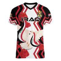 Personalized Iraq Independence Day Women V-Neck T-Shirt Dove Carrying Flag - Wonder Print Shop