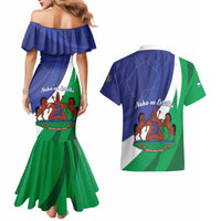Lesotho 1966 Unique Couples Matching Mermaid Dress and Hawaiian Shirt Spiral Aloe Coat of Arms - Wonder Print Shop