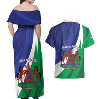 Lesotho 1966 Unique Couples Matching Off Shoulder Maxi Dress and Hawaiian Shirt Spiral Aloe Coat of Arms - Wonder Print Shop