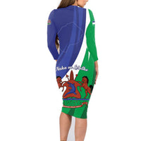 Lesotho 1966 Unique Family Matching Long Sleeve Bodycon Dress and Hawaiian Shirt Spiral Aloe Coat of Arms - Wonder Print Shop