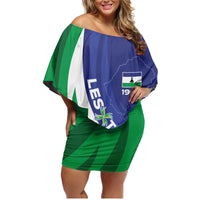 Lesotho 1966 Unique Family Matching Off Shoulder Short Dress and Hawaiian Shirt Spiral Aloe Coat of Arms - Wonder Print Shop